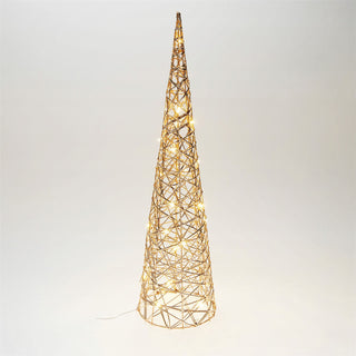 Gold LED Cone Christmas Tree Decoration 60cm, Battery Operated Timer