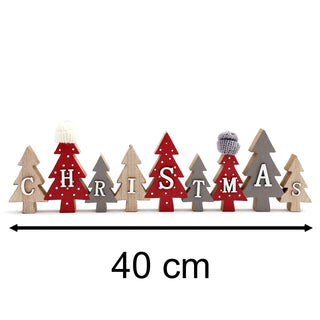 Festive Christmas Word Block | Wooden Tree Letters with Woolly Hats - 40cm