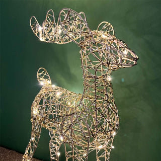 Gold LED Reindeer | Light-up Christmas Ornament in Gold Metal Wire - 40cm