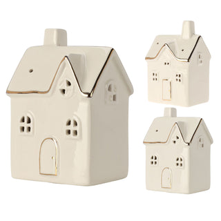 White Ceramic LED Christmas House | Light Up Mini Christmas Village Ornament