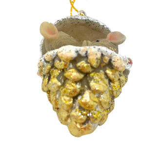 Mice In Gold Cone Resin Hanging Christmas Tree Decoration Gisela Graham 6cm