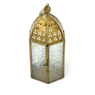 Gold Metal Kasbah Candle Lantern | Moroccan Style Lantern Tealight Holder - 21cm