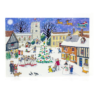 Christmas in the Village - Christmas Advent Calendar Greetings Card & Envelope