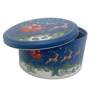 Nostalgia Sleigh Christmas Cake Tin, 23cm Gisela Graham Round Storage Tin