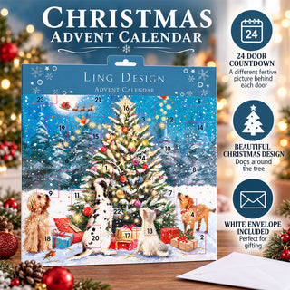 Around the Tree Christmas Advent Calendar, 23cm Dogs & Christmas Tree