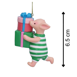 Piglet Christmas Tree Decoration with Presents, Gisela Graham 6.5cm
