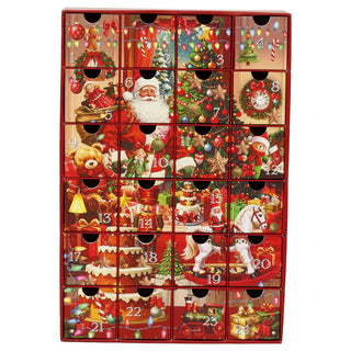 Advent Calendar with Drawers, Red 24 Drawer Fill Your Own Christmas Calendar