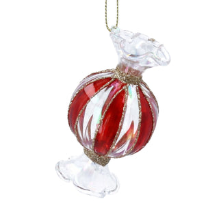 Red and Clear Glass Sweet Hanging Christmas Tree Decoration, Gisela Graham