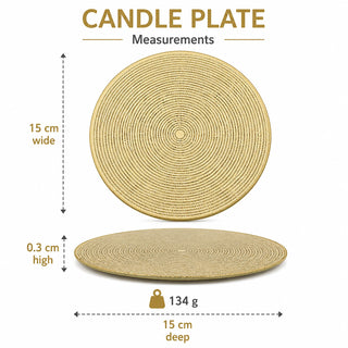 Round Gold Glitter Candle Plate, 15 cm Mirrored Glass Candle Stand