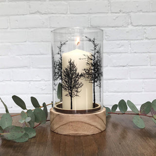 Beautiful Tree Glass Wood Candle Tealight Holder