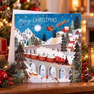 Christmas Delivery Advent Calendar Greetings Card, 24 Door Train Advent