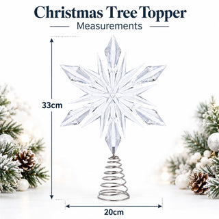 Clear Acrylic Star Christmas Tree Topper, Gisela Graham Snowflake 33cm