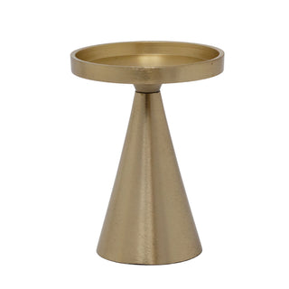 Gold Metal Candle Holder for Pillar Candles | Modern Brass Effect Candlestick