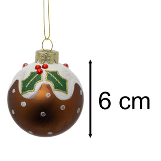 Christmas Pudding Bauble | Novelty Hanging Ornament for Christmas Tree - 6cm