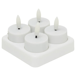 4 LED Rechargeable Tealight Candles and Charger, Rechargeable Flameless Set of 4