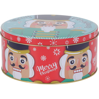 Set of 3 Christmas Storage Tins | 3-piece Nutcracker Round Kitchen Nesting Tins