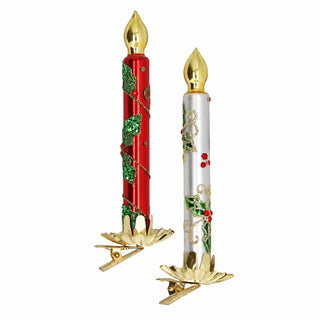 Set Of 2 Glass Clip On Christmas Candle Tree Decorations, Gisela Graham 13cm