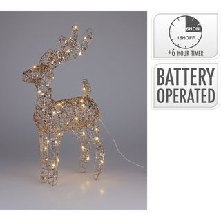 Gold LED Reindeer | Light-up Christmas Ornament in Gold Metal Wire - 40cm