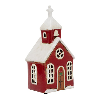 Ceramic Christmas Church Tealight Holder | Candle Holder Christmas Ornament