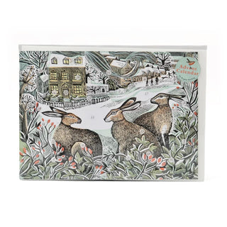 We Three Hares Advent Calendar Greetings Card | Christmas Advent Card & Envelope