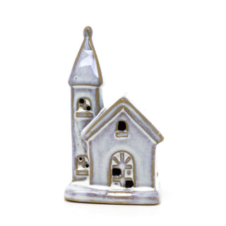 Ceramic LED Church | Light-Up Christmas Chapel Ornament Festive Decoration 12cm