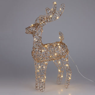 Gold LED Reindeer | Light-up Christmas Ornament in Gold Metal Wire - 40cm