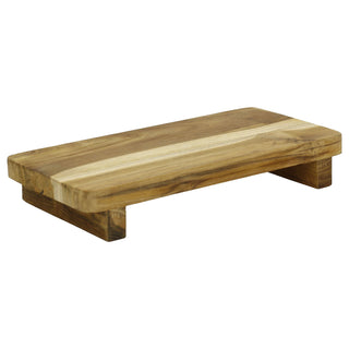 Teakwood Decorative Riser 31.5cm, Footed Natural Wood Display Stand