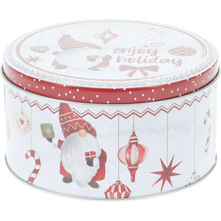 Set of 3 Christmas Gonk Storage Tins | 3-piece Gnome Round Kitchen Nesting Tins