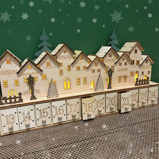 Christmas Village LED Advent Calendar | Wooden Scene with 24 Drawers - 70cm