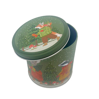 Woodland Scene Christmas Chocolate Tin, Gisela Graham Festive Metal Tin 10cm