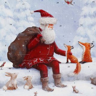 Santa and Foxes Traditional Picture Christmas Advent Calendar, 21.3cm 24 Door