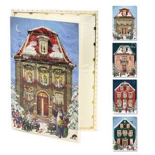 Traditional Victorian House Christmas Advent Calendar Greetings Card & Envelope