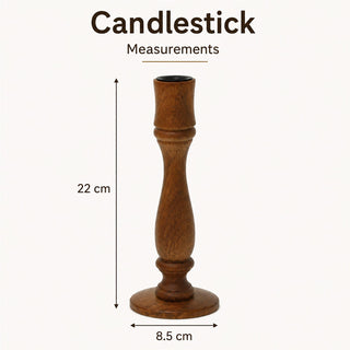 Wooden Candlestick, Mango Wood Dinner Candle Holder, 22 cm, Random Design
