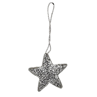 Set of 3 Christmas Tree Hanging Decorations | Silver Baubles Star Tree Heart