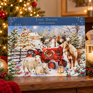 Christmas Farm Advent Calendar, 33.5cm Red Tractor & Farm Animals
