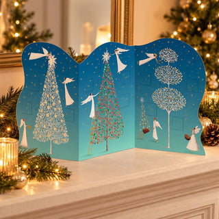 Three Angels Trifold Christmas Advent Calendar, 22.5cm 24 Door Picture Calendar