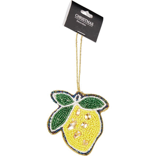 Lemon Beaded Christmas Tree Bauble | Colourful Fruit-shaped Tree Ornaments