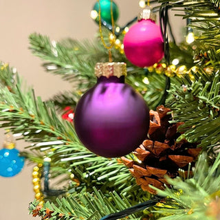 Box Of 25 Multicoloured Mini Glass Christmas Baubles Tree Decorations - 3.5cm