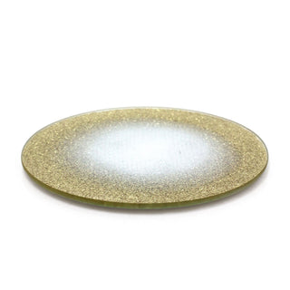 Champagne Gold Swirl Glass Glitter Coaster | Round Mirrored Candle Plate - 10cm