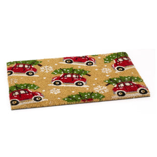 Cars Christmas Doormat | Non-slip Rectangular Coir Welcome Door Mat - 59x39cm