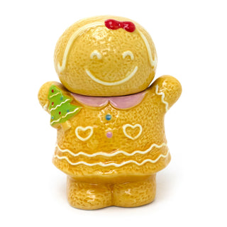 Gingerbread Girl Christmas Storage Jar | Festive Ceramic Kitchen Cookie Jar 18cm