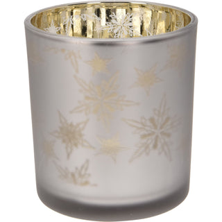 Snowflake Tealight Holder | Frosted Glass Christmas Tea Light Candle Holder 8cm