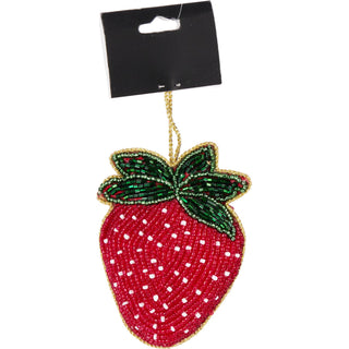 Raspberry Beaded Christmas Tree Bauble | Colourful Fruit-shaped Tree Ornaments