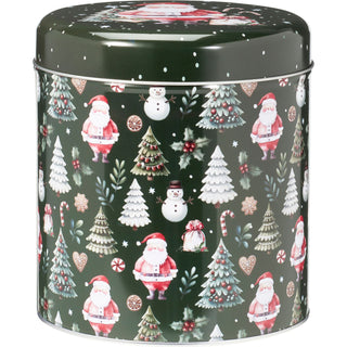 Set of 2 Round Christmas Tins | 2-piece Festive Red & Green Nesting Tins