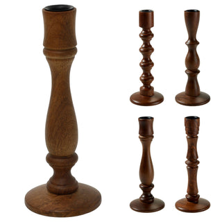 Wooden Candlestick, Mango Wood Dinner Candle Holder, 22 cm, Random Design