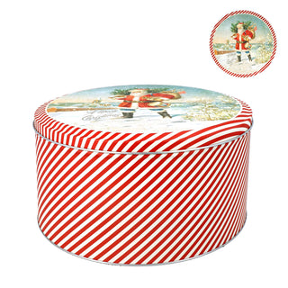 Nostalgic Santa Christmas Cake Tin | Festive Round Kitchen Storage Tin - 23x12cm