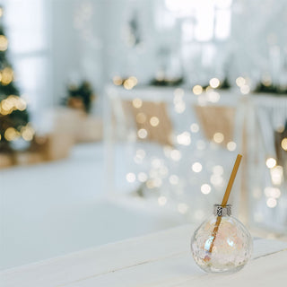 Christmas Bauble Drinking Jar | Novelty Glass with Straw for Festive Drinks