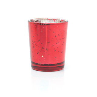 Red Speckled Tealight Holder | Red Mercury Effect Glass Tealight Holder | Glass Candle Holder Candle Pot