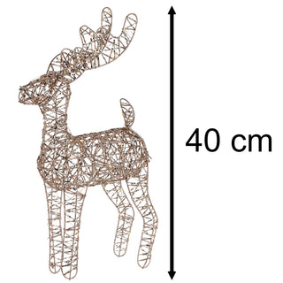 Gold LED Reindeer | Light-up Christmas Ornament in Gold Metal Wire - 40cm