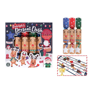 Rudolphs Present Dash Christmas Crackers 6 Family Game Crackers Racing Reindeer